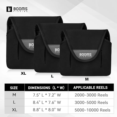 Booms Fishing Spinning Reel Cover, Neoprene Fishing Reel Case, Fit 5000~10000 Spinning Reels, Saltwater Protective Bag with Handle Slot, RC7 X-Large Size
