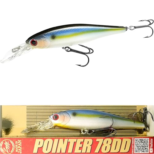 LUCKY CRAFT Pointer 78DD Freshwater Fishing Lure and Gear for Bass & Trout, 3 inch Deep Diving Suspending Jerkbait Fishing Line, Pressure-Ready Fish Bait, Premium Gear for Tackle Box, - color: 183 Pearl Threadfin Shad