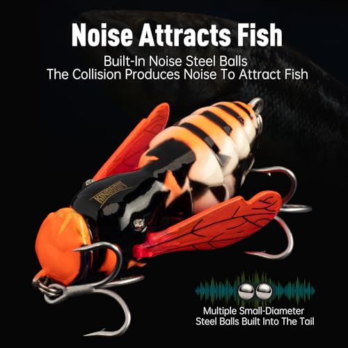 Kingdom Wasp Craw Bait Insect Bionic Floating Fishing Lures Swimbaits Hard Artificial Baits Lure for Freshwater and Saltwater Bass Carp Pike Walleye Fishing ABS Material Carbon Steel Three Book Hook - color: 03, size: 6.6g