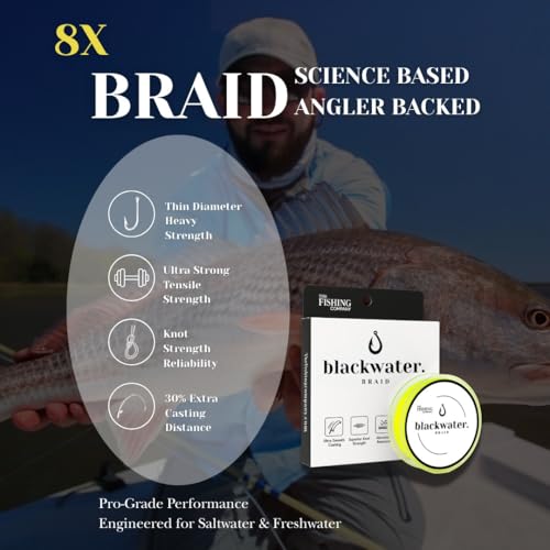Blackwater Braid 8X Braided Fishing Line – Smooth, Strong UHMWPE Fiber – Abrasion Resistant, Zero Stretch – for Saltwater & Freshwater - color: High Vis Yellow, size: 30LB (300 Yards)