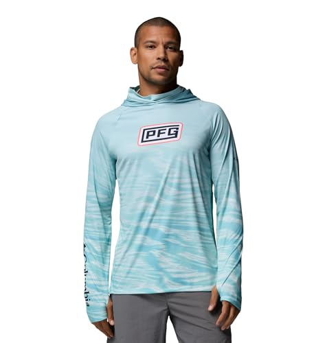 Columbia Men's Pfg Super Terminal Tackle Vent Hoodie - color: Marine Light Currents Fade, size: X-Small