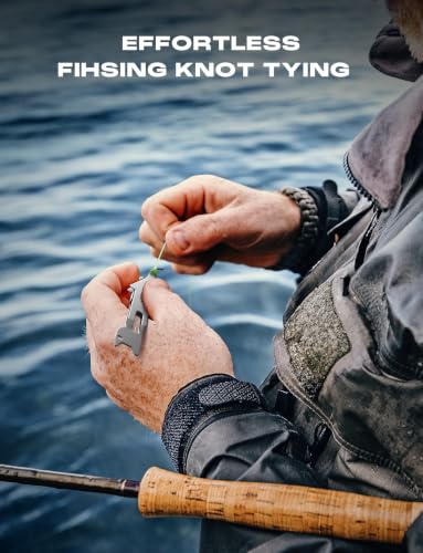 HOOK-EZE Fishing Nail Knot Tying Tool Combo|Includes Waterproof Pocket Guide, Nail Knot Tying Tool with Hook Cleaner, Zinger Retractor|Fly Fishing Accessories Fishing Gifts & Stocking Stuffers for Men - color: Silver