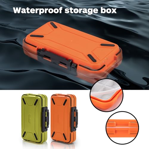 Goture Upgrade Small Tackle Box, Waterproof Fishing Lure Boxes, Fishing Bait Storage Lure Case Bait Plastic Containers Orange - color: Upgrade Orange(Size: 7.8'' L X 4.2'' W X 1.8'' H)