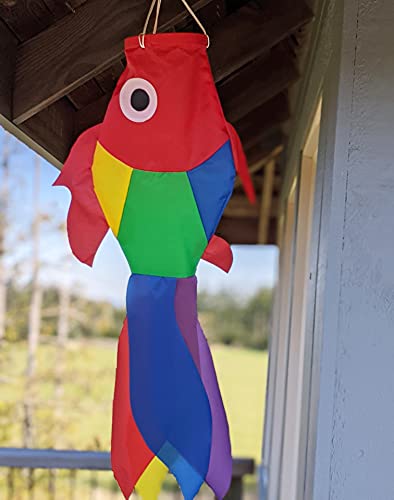 Madrona Brands Small Tropical Fish Windsock | Durable Outdoor Hanging Decoration | Dock, Boat, Yard, Patio and More | 32 Inches