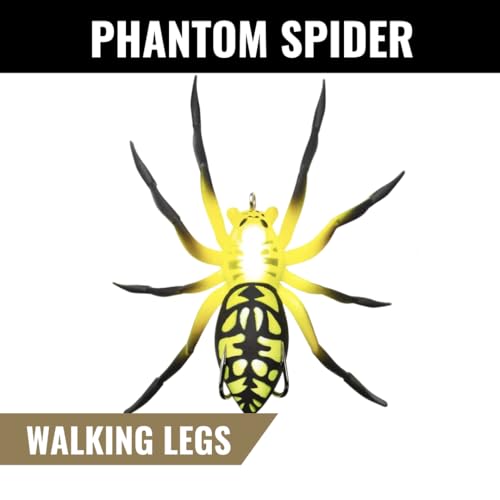 LUNKERHUNT Phantom Spider Lure for Bass Fishing (2.5 Inch) | Topwater Spider Fishing Lure with Natural Walking Action | Soft Hollow Body Weedless Hooks for Trout and Pike - color: Poison