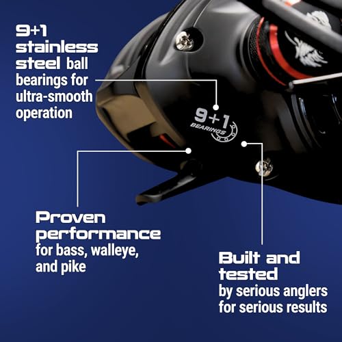 Reaction Tackle ReactCast Baitcasting Reel, 7.3:1 High-Speed Baitcaster with 9+1 Bearings, Aluminum Frame, Dual Brake System and Smooth Drag for Bass Fishing
