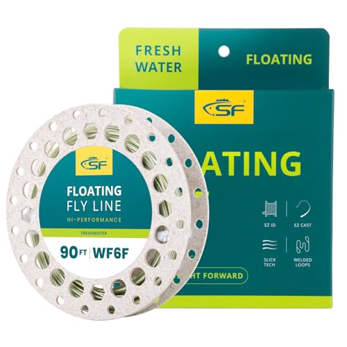 SF Fly Fishing Line with Two Welded Loops Weight Forward Floating Fly Lines Trout 90FT WF2 3 4 5 6 7 8 9F Multi-Color Freshwater - color: Moss Green, size: WF6F 90FT Line
