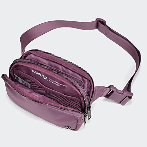 Pander Everywhere Belt Bag for Women, 5 Zipper Pockets Nylon Crossbody Fanny Pack Purse (Purple Lavender) - color: Purple Lavender