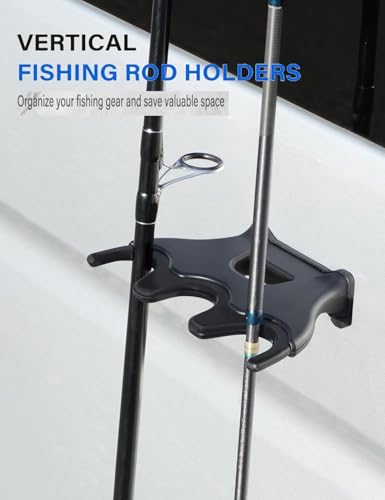 LITTLEMOLE Magnetic Fishing Rod Car Stands, Portable Outdoor Fishing Rod Storage Rack, Soft Silicone Car Pole Fly Pole Holder with 3 Holder Slots - color: Black