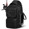 MATEIN Fishing Sling Bag with Lure Rod Holder & Phone Pouch, Waterproof 3600 Tackle Box Backpack with Removable Bait Binder - color: Black