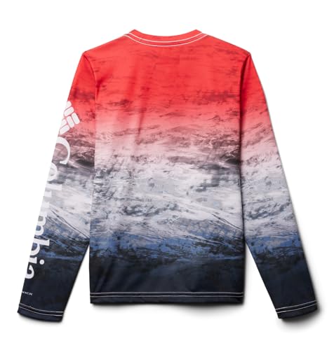 Columbia Super Terminal Tackle Long Sleeve - color: Red Spark Deepsea Fade, size: 3T