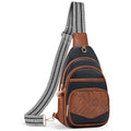 Anti Theft Crossbody Bags for Women RFID Leather Sling Purses,Crossbody Bags Travel Leather Fanny Pack for Women - color: Brown＆black