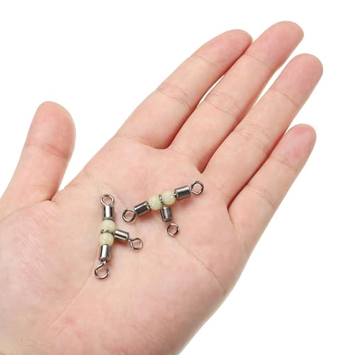 PATIKIL 3 Way Swivel Cross Line T Turn Rolling Tackle with Luminous Beads for Catfish Surf Rig - size: 1.3x0.7 Inch