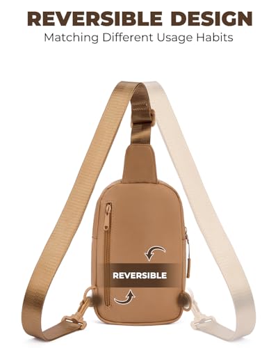 CHOLISS Small Sling Bag for Women and Men, Crossbody Bags Trendy Fanny Packs Chest Bag with Extended Strap - color: A06 Caramel Brown