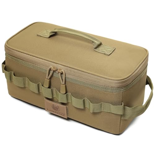 Tactical Camping Storage Bag 9L Tactical Utility Tote Bag Camping Cookware Organizer Trunk Organizer - color: Khaki