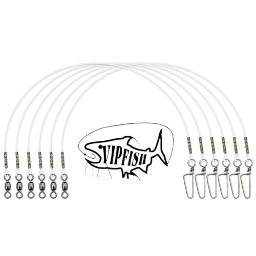 Fishing Fluorocarbon Leader with Crane Swivel and Snaps - Heavy Duty 20-80lb Fluorocarbon Leader Connects Lures, Bait, or Hooks for Saltwater & Freshwater Fishing - color: Clear Fluoro Leader(6Pack), size: 30LB, 12"
