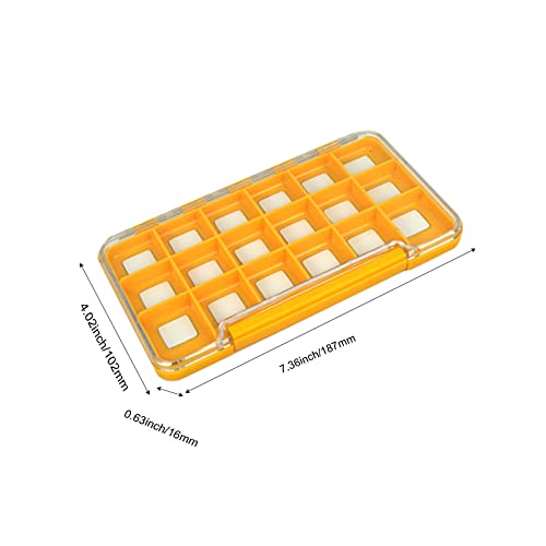 Waterproof Fly Fishing Box Slim Fishing Storage Fishing Tackle Case Multi Magnetic Compartments Tackle Hook Storage Box7.36"X4.02"X0.63" (187X102X16mm)(Orange-H046L18C) - color: Orange-18C