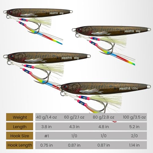 Pristis Angel Wings Vertical Jig, Saltwater Freshwater Fishing Lure for Tuna Grouper Cod Largemouth Striped Bass, Jigging Rod Metal Spoon Speed Pitch Fast Long Casting Sink, Deep Sea Fish - color: Olive brown, size: 3.5oz / 100g