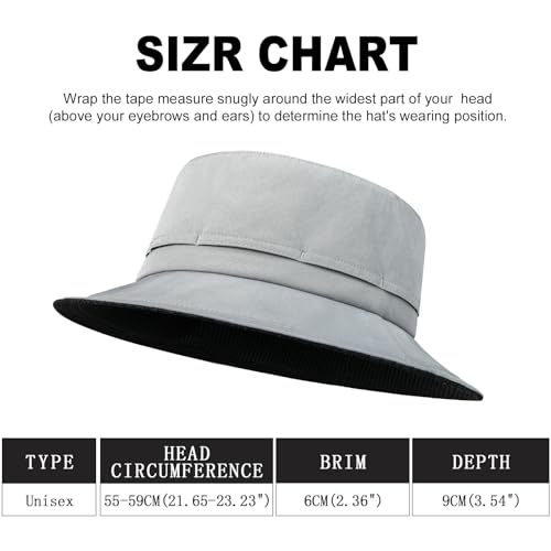 FEINION Men Women Breathable Sun Cap Portable Outdoor Bucket Hat - color: Grey