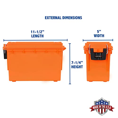 Sheffield 12680 Marine Storage Box, Dry Box Made in USA, Water Resistant Container for Boat and Dock Gear, Small Parts Organizer with Latch, Stackable - color: Orange, size: 11.25" L x 5" W x 7.25" H