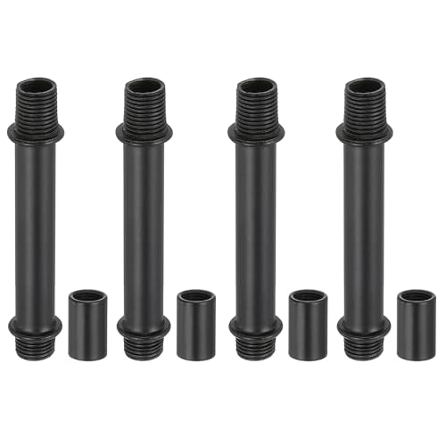 PATIKIL Straight Pipe Lamp Stems Rod Kit, 4Set M10 Carbon Steel 60mm(2.36") Long Double End Thread Rod with Coupling Nuts Sleeve Connector for Table Lamps Chandeliers, Black - color: Black, size: 60mm(2.36")
