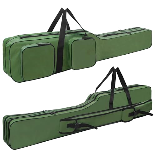AGOOL Fishing Rod Case Fishing Pole Bag Case 4.27 ft Portable Waterproof Rod Reel Organizer Oxford Fish Bag for Saltwater Freshwater Ice Fishing Gift