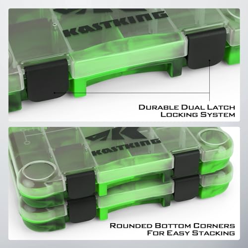KastKing Tackle Boxes, Plastic Box, Plastic Storage Organizer Box with Removable Dividers - Fishing Tackle Storage - Box Organizer - 2 Packs /4 Packs Tackle Trays - Parts Box - color: Green Camouflage, size: 3600(2Pack)