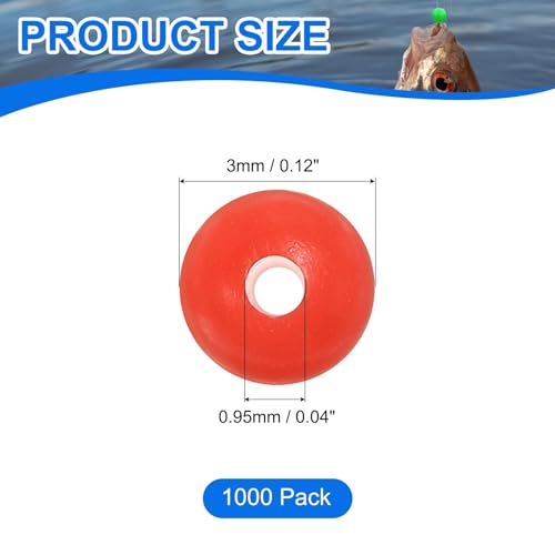 Fishing Beads Glow Hard Plastic Fishing Bait Eggs Lure Rigs Accessories, Fit for Saltwater Freshwater - Round - color: Red, size: 3 mm