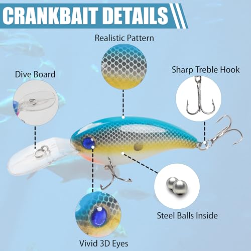 Fishing Lures Hard Bait Minnow Swimbait Crankbait Jerkbait Lure with Treble Hooks 3D Eyes Freshwater Saltwater Fishing Lures for Bass Trout Walleye Pike Catfish - color: A-8pcs-4in/0.45oz