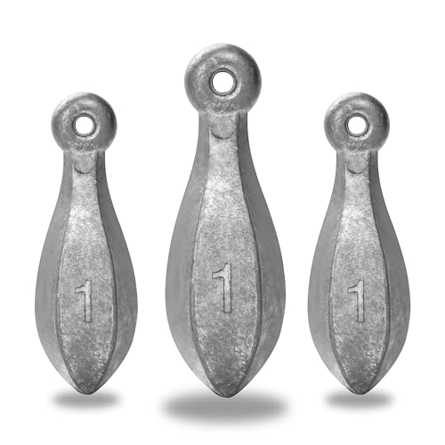 BLUEWING Bank Sinker 1LB/2LB/3LB/5LB/6LB Box Fishing Weights Saltwater Bullet Lead 1oz,2oz,3oz,5oz,8oz,10oz,12oz,16oz,32oz - style: #02 1oz, 30 Pack