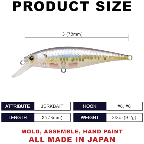 LUCKY CRAFT Pointer 78SP Fishing Lures, 3" Freshwater Bass & Trout Lures, Suspending 4ft-5ft Depth, Jerkbait, Bass Fishing Gear and Accessories, Ghost & Aurora - color: 225 MS Ghost Chartreuse Shad