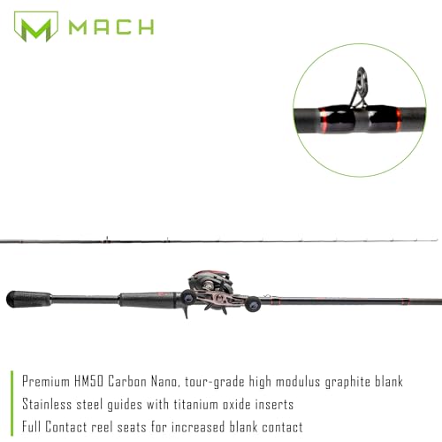 Lew’s MACH Jacked Baitcast Reel and Fishing Rod Combo, HM50 Graphite Rod, Tanso Tech Reel Frame and Sideplate, Carbon Fiber Drag System, 7.5:1 Gear Ratio - size: 6-Foot 10-Inch