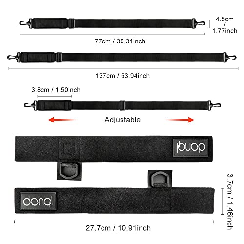DONQL Fishing Rod Straps Holder Belt, Durable Fishing Rod Carry Straps Adjustable Length 30-54 Inch Fishing Poles Holder Strap Rod Shoulder Belt Travel Tackle Carrier for Freshwater Saltwater, Black