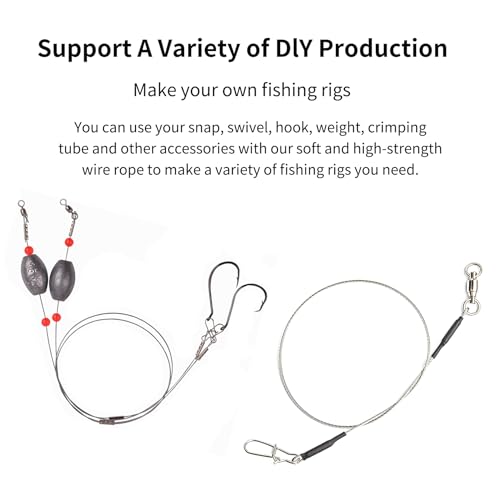 Eupheng Bite Protection Single Strand Stainless Steel Leader Wire, 30lb-150lb, Bright or Brown Finish Fishing Leader Making Wire for Toothy Fish - color: Bright, size: 120lb*33ft(2PCS)