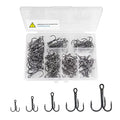 Red Fishing Treble Hooks Kit, High Carbon Steel Hooks Strong Sharp Round Bend for Lures Baits Saltwater Freshwater Bass Fishing 100pcs Mixed 5 Size 2# 4# 6# 8# 10# - color: 100pcs Treble Hooks
