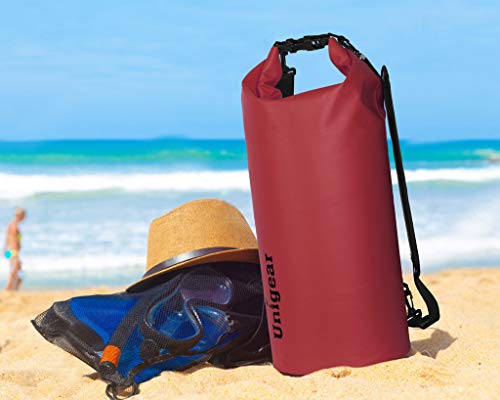 Unigear Dry Bag Waterproof, 2L/5L/10L/20L/30L/40L Floating and Lightweight Bags for Kayaking, Boating, Fishing, Swimming and Camping with Waterproof Phone Case - color: Red, size: 5L