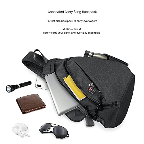 JESSIE & JAMES Peyton Crossbody Sling Backpack Concealed Carry Purse For Women Men Outdoor Chest Bag Shoulder Backpack - color: Black