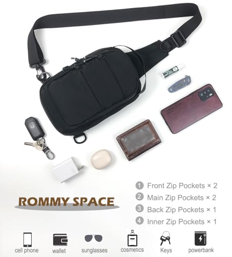 Small Crossbody Bags for Men Women Mini Sling Bag Lightweight Chest Bag for Hiking Travel Sports - color: black
