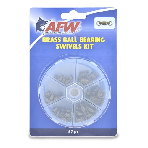 AFW Tackle Rigging Kits – Complete Saltwater Fishing Rigging Kit with Crimp Sleeves, Terminal Tackle, Storage Box, and Components for Fishing Leader Rigging & Lure Making Supplies - style: Brass Ball Bearing Swivels Kit