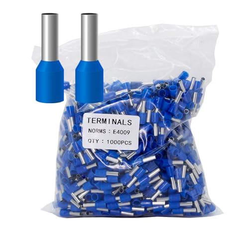 Fidioto 1000pcs AWG12 Terminal Connector Wire Insulated Cord Pin Ends Terminals for Electric, Industrial, Chemical Industry, Power Control System, etc. (Blue-1000PCS-12AWG) - color: Blue, size: 12AWG
