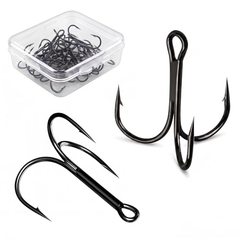 Persei 100pcs Fishing Hook Treble Hooks High Carbon Treble Hooks Super Sharp Solid Size 2 4 6 8 10 12 Triple Barbed Steel Fish Hook - color: Black, size: 12#-100pcs
