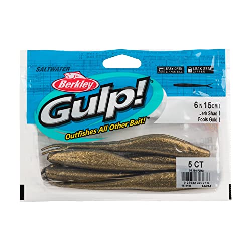 Berkley Gulp! Saltwater Jerk Shad Fishing Soft Bait - color: Fool's Gold, size: 6"