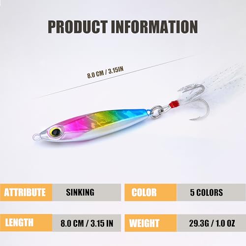 EXAURAFELIS Jigging Bait Fishing Lures Fishing Gear Jig Fishinglure Spoon Lures Sinking Metal Spoons swimbaits for Bass Trout Tuna Kingfish Snapper Cobia Tackle Box Freshwater Saltwater