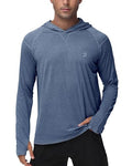 Roadbox Mens UPF 50+ Fishing Shirts, Long Sleeve UV Sun Hoodie, Hiking Running Swim Athletic Workout Shirt - color: A02-dark Blue, size: XX-Large