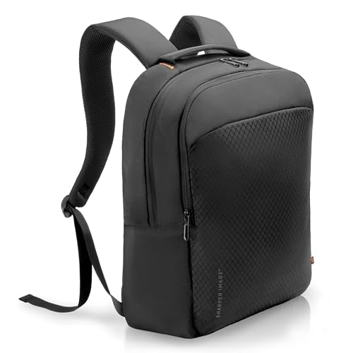 Sharper Image Laptop Backpack, 23L Heavy Duty & Water Resistant Travel Back Pack for Business Work, College School Bag for Men & Women, Fits 16” Computer, Black (Metro Collection)