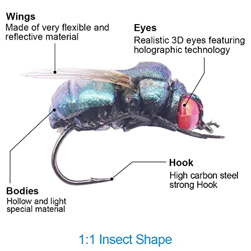 YZD Realistic Fly Fishing Dry Wet Nymph Trout Flies Topwater Lures for Freshwater Saltwater High Simulation Hand Tie Lure Kits - color: 21-A-01