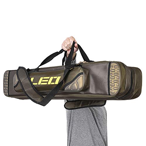Lixada Fishing Rod Case Potable Canvas Fishing Pole Tools Reel Storage Bag Durable Fishing Gear Tackle Carry Cases 3 Layer, 90cm