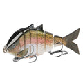 BASSDASH Bone Swimbait Multi Jointed Hard Fishing Lure for Bass Trout Bluegill Pike with Angled Cut Segments - color: Rainbow Trout