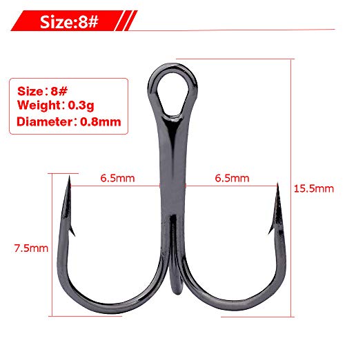 Dyxssm 100pcs/lot Treble Hooks Triple Fishing Hooks for Freshwater and Saltwater - color: Black, size: 4# 100pcs