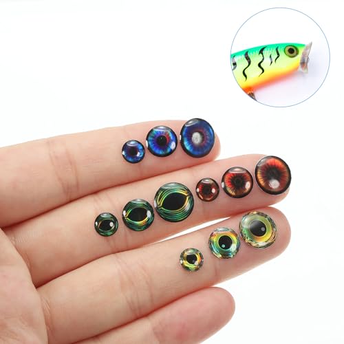 PATIKIL Fishing Lure 5D Eyes 6mm/8mm/10mm, 3 Set Waterproof Artificial Fish Eye Fly Tying Lures Crafts Tackle Accessory for Fishing Baits DIY, Multicolored